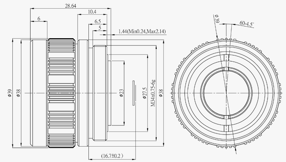 FWD-19-02 19mm F1.0 LWIR لنز زوم موتور با طول موج 8-12 μm و دمای کار -40 °C تا +80 °C برای سنسور 384 × 288 @ 12μm