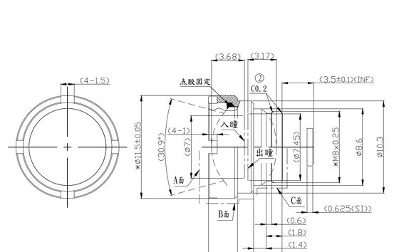 FWD-7 7mm F1.0 256×192@12μm لنز زوم موتور LWIR با طول موج 8-12 μm برای تصویربرداری حرارتی